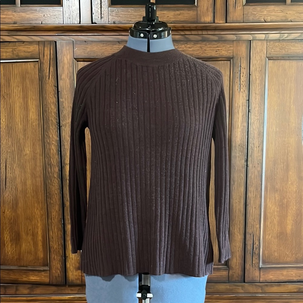 100% Extra Fine Merino Wool Purple Ribbed Sweater